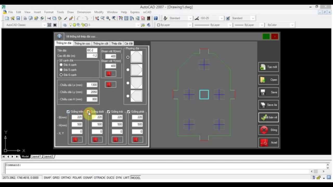 Hướng dẫn vẽ móng cọc, thống kê thép trên AutoCAD thuộc phần mềm sxCAD