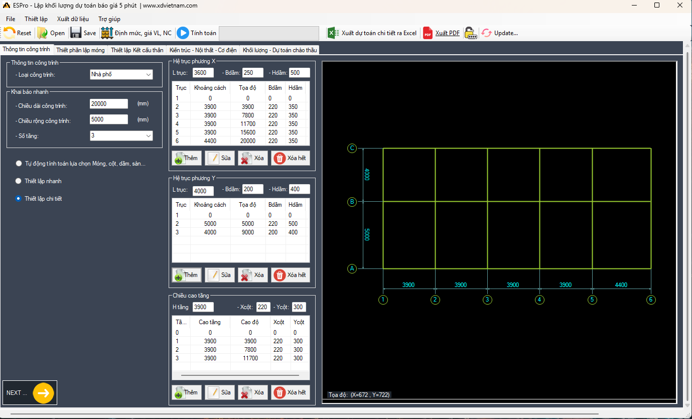 Khai báo thông tin công trình - Bước 1