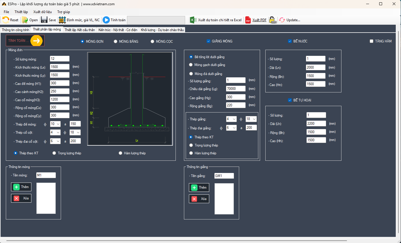 Thiết lập phần móng - Bước 2