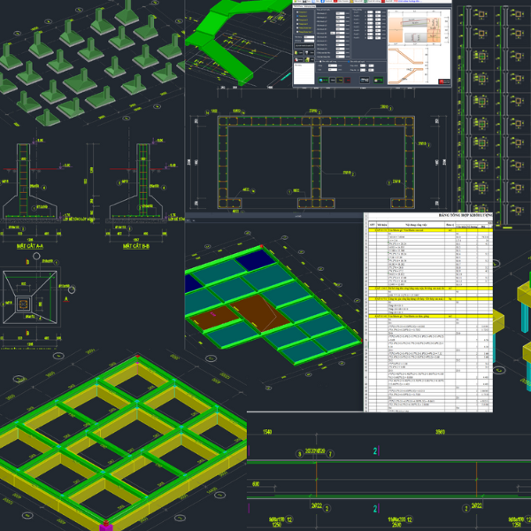 sxCAD Tính năng vẽ nhanh các cấu kiện bê tông cốt thép bất kỳ trên autocad