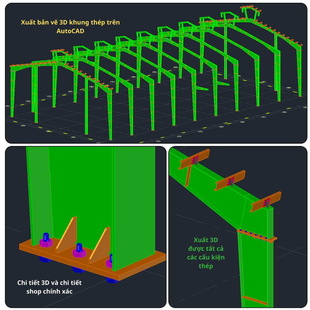 zCAD Tính năng vẽ khung thép nhà công nghiệp thống kê thép hình thép tấm