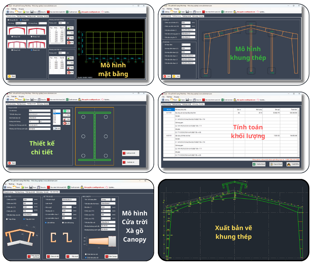 zCAD Tính năng thống kê thép hình, vẽ vì kèo thép hình